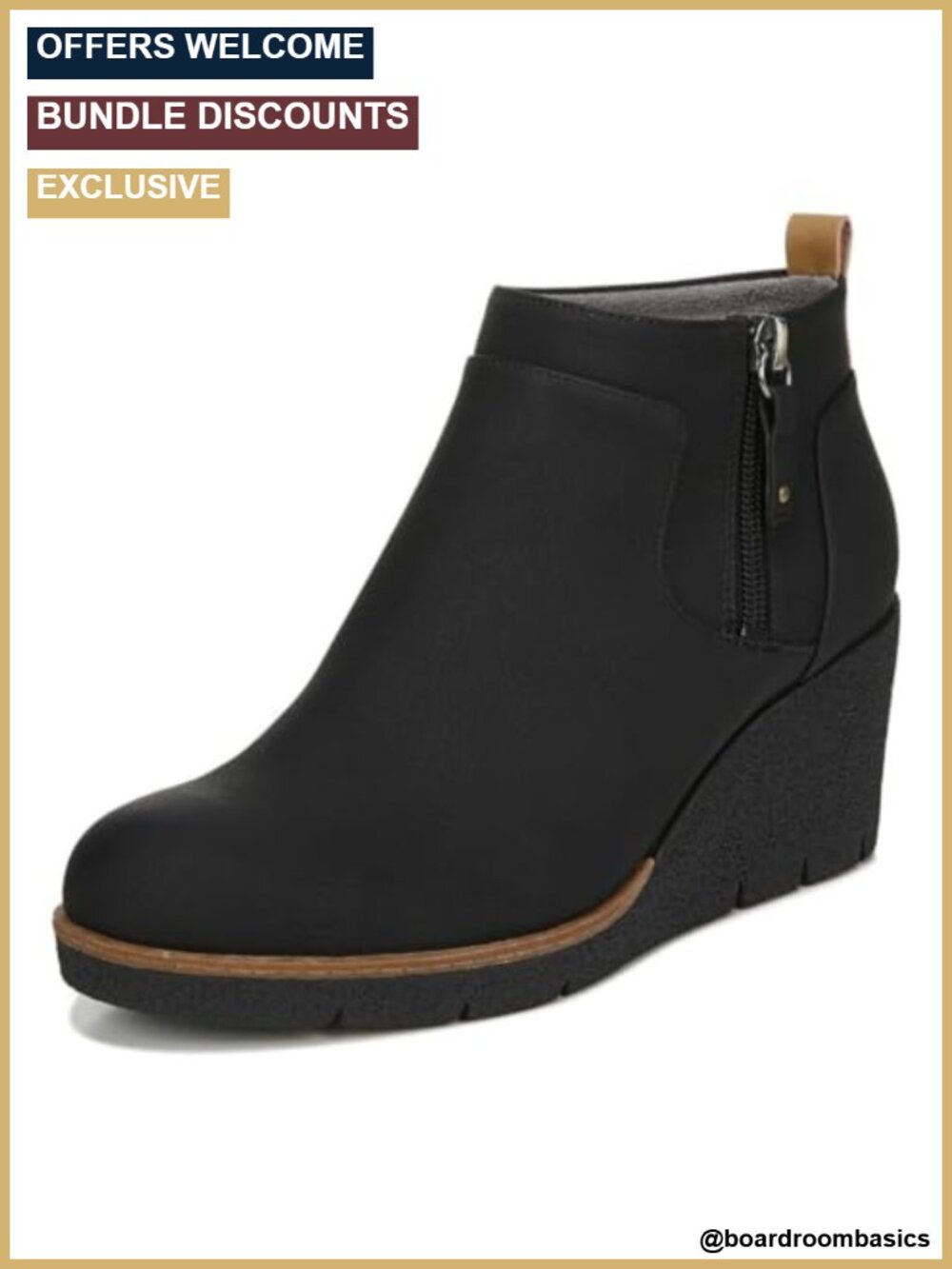 Faux Leather Wedge Ankle Booties Slip-On Comfort